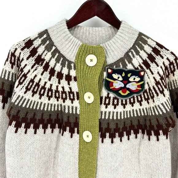 NWT $190 Anthropologie x The Reeds Fair Isle CAT Wool Cardigan Sizes XS & PXS - Picture 6 of 12